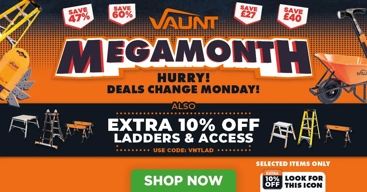 Promotional banner for Vaunt's Megamonth sale with discounts and extra offers.