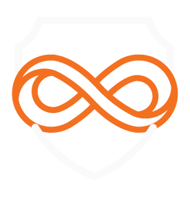 Logo featuring a shield and an infinity symbol.