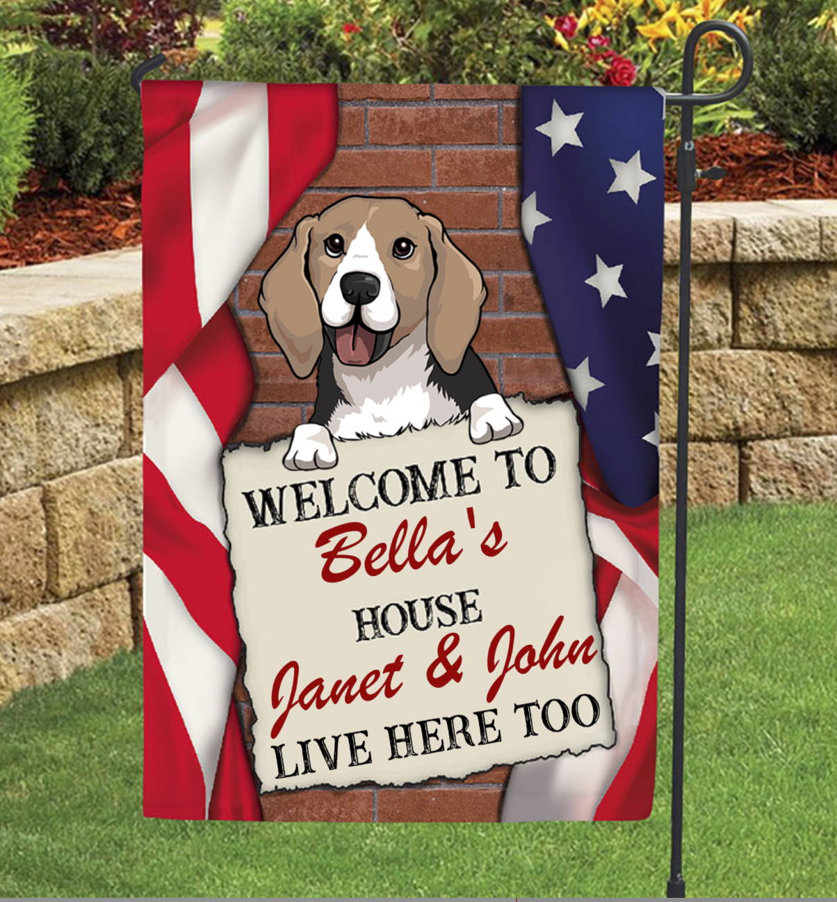 welcome to dog house personalized beagle garden flag