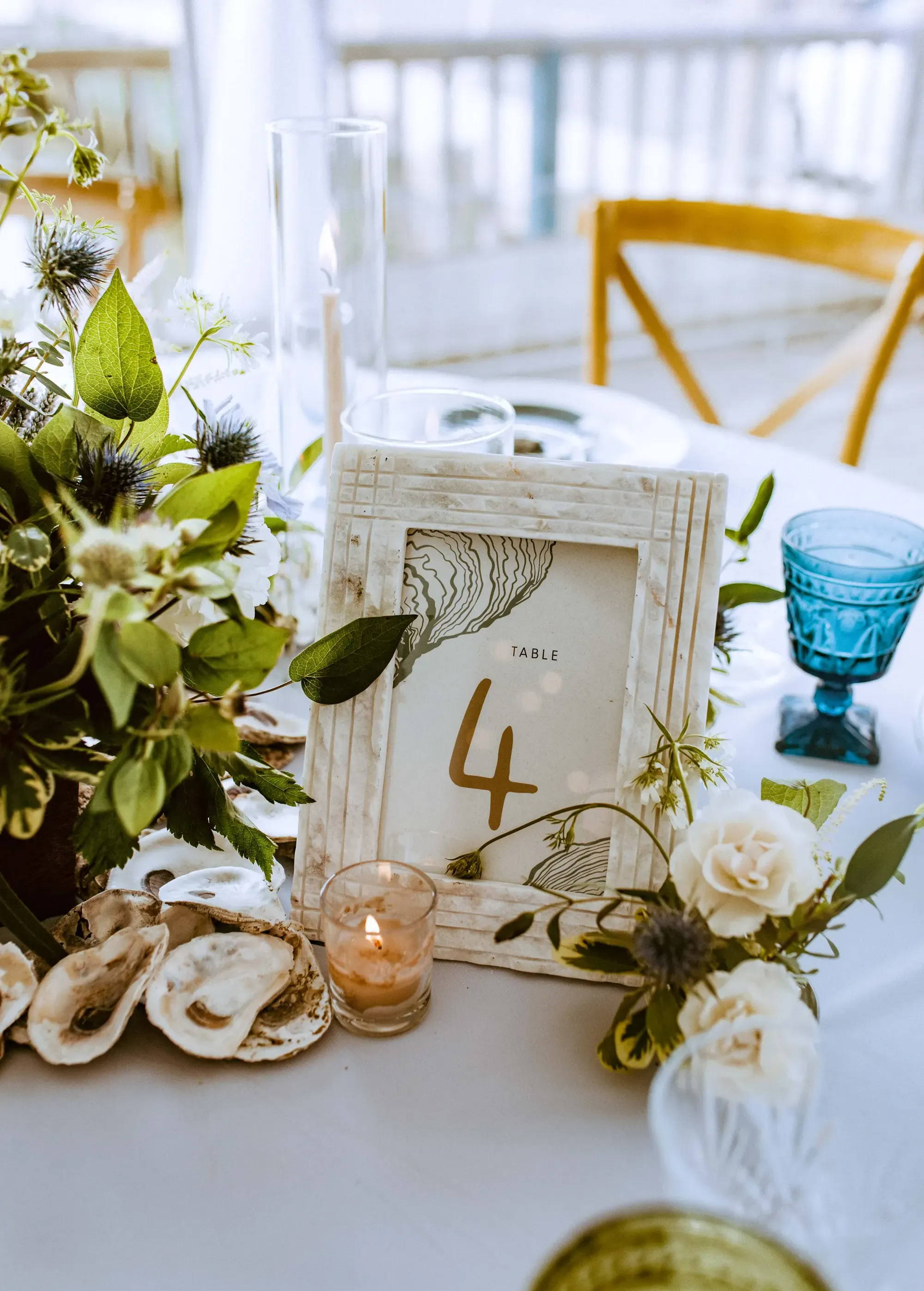 Coastal wedding table numbers