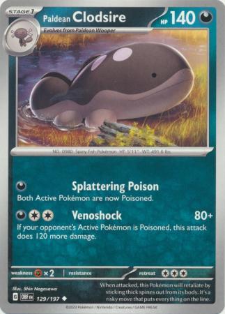 Paldean Clodsire Pokémon card with abilities Splattering Poison and Venoshock.