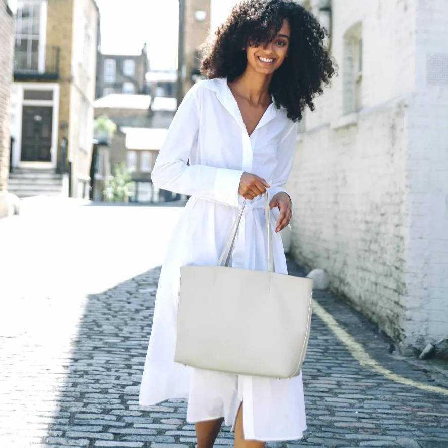 LUXTRA vegan tote bag cream apple leather