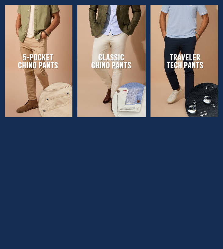 Models are wearing UNTUCKit Official Website pants in various styles. 