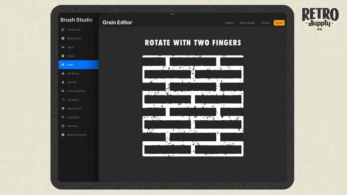 How to rotate pattern textures in Procreate by RetroSupply Co.