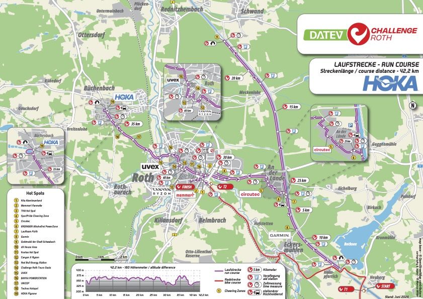 Streckenplan Laufstrecke Challenge Roth 2026