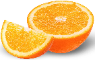 Half of an orange and orange slice