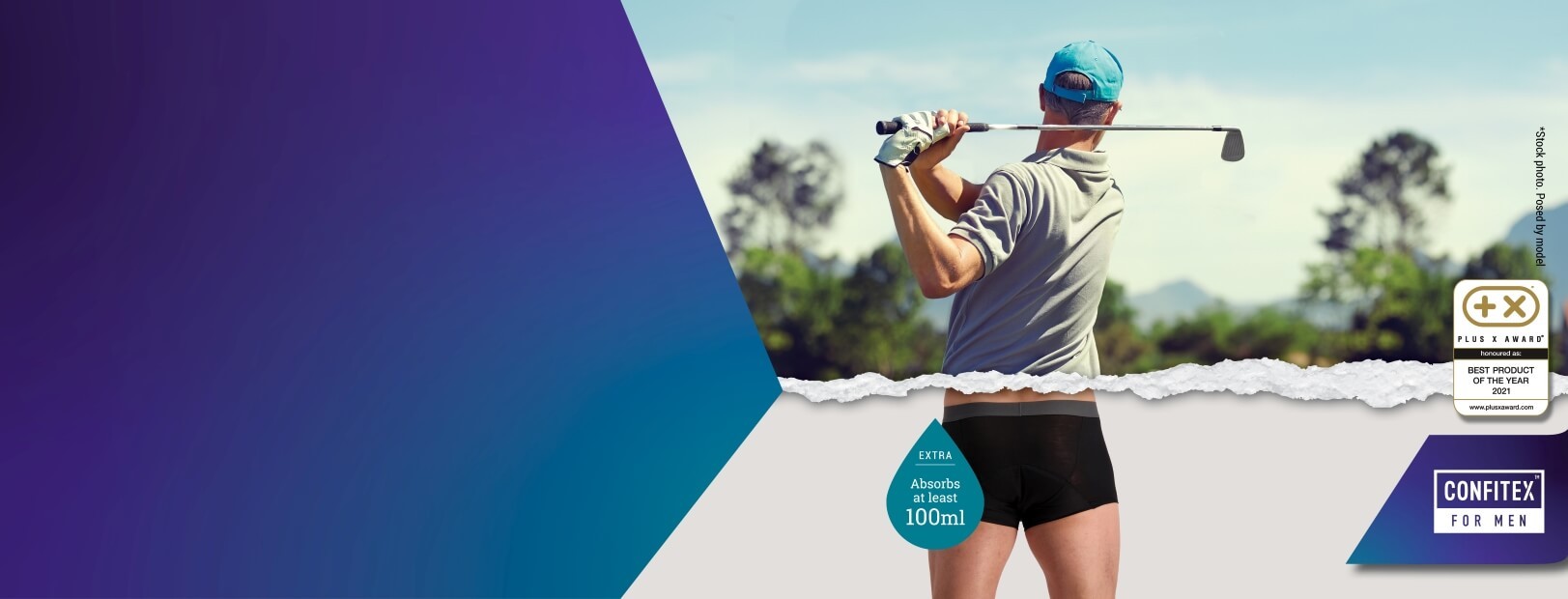Golfer wearing Confitex for Men Extra absorbent underwear
