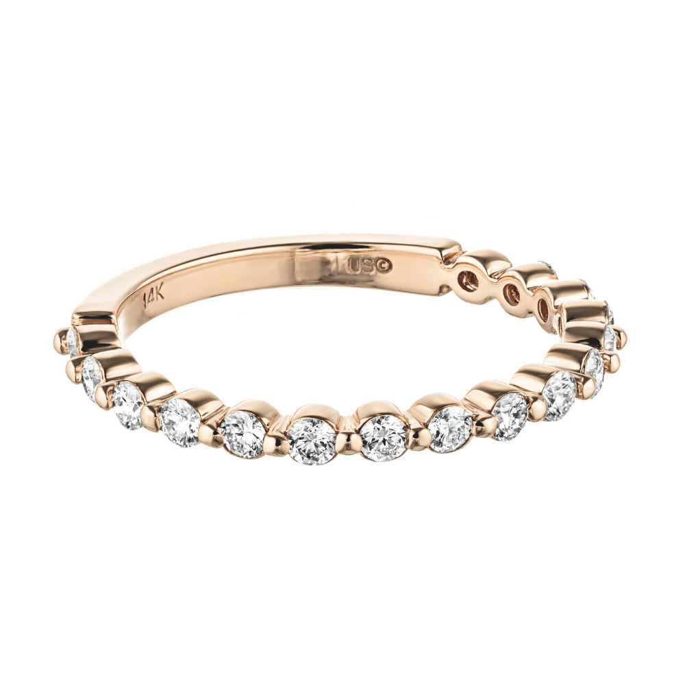 diamond accented stackable rose gold ring