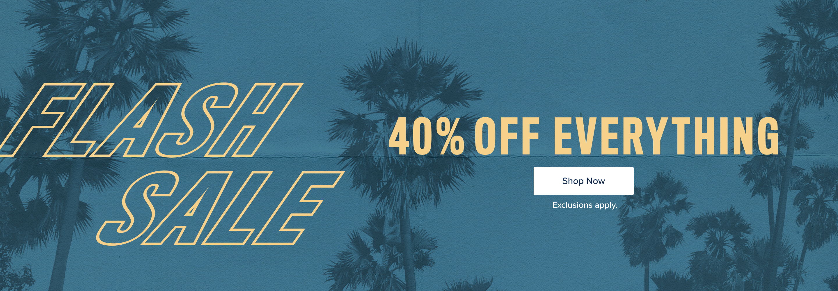 Flash sale banner with 40% off everything.
