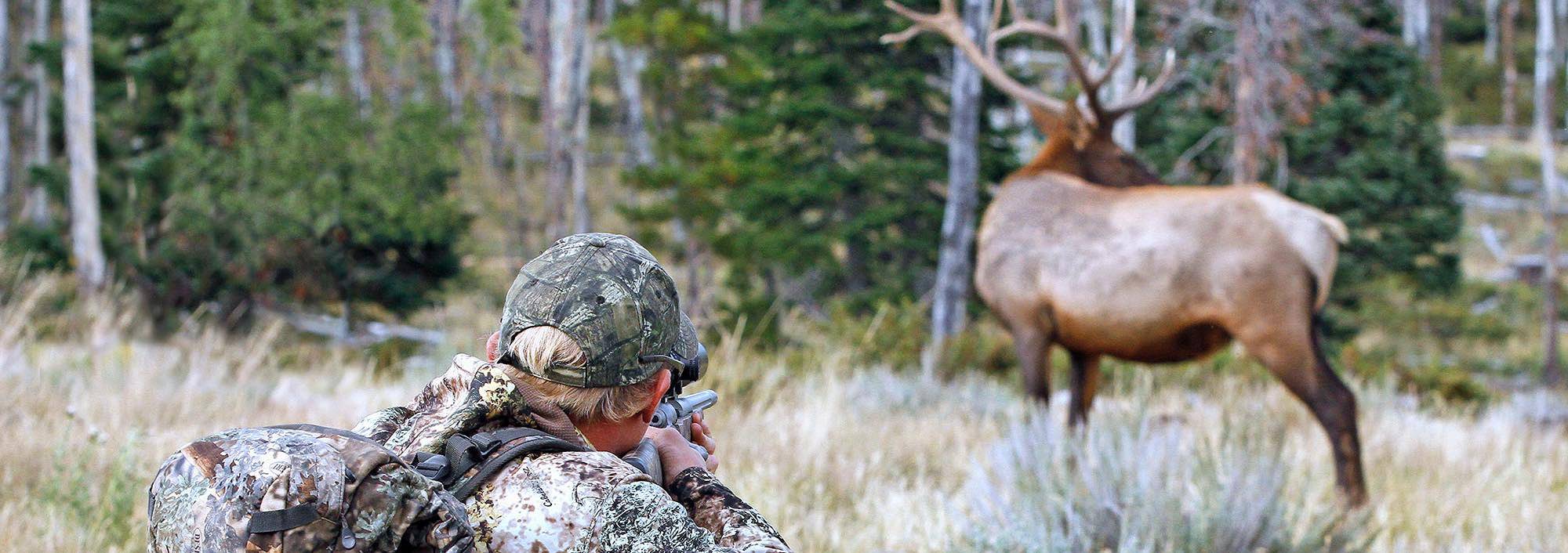 Man Hunting Elk with Rifle
