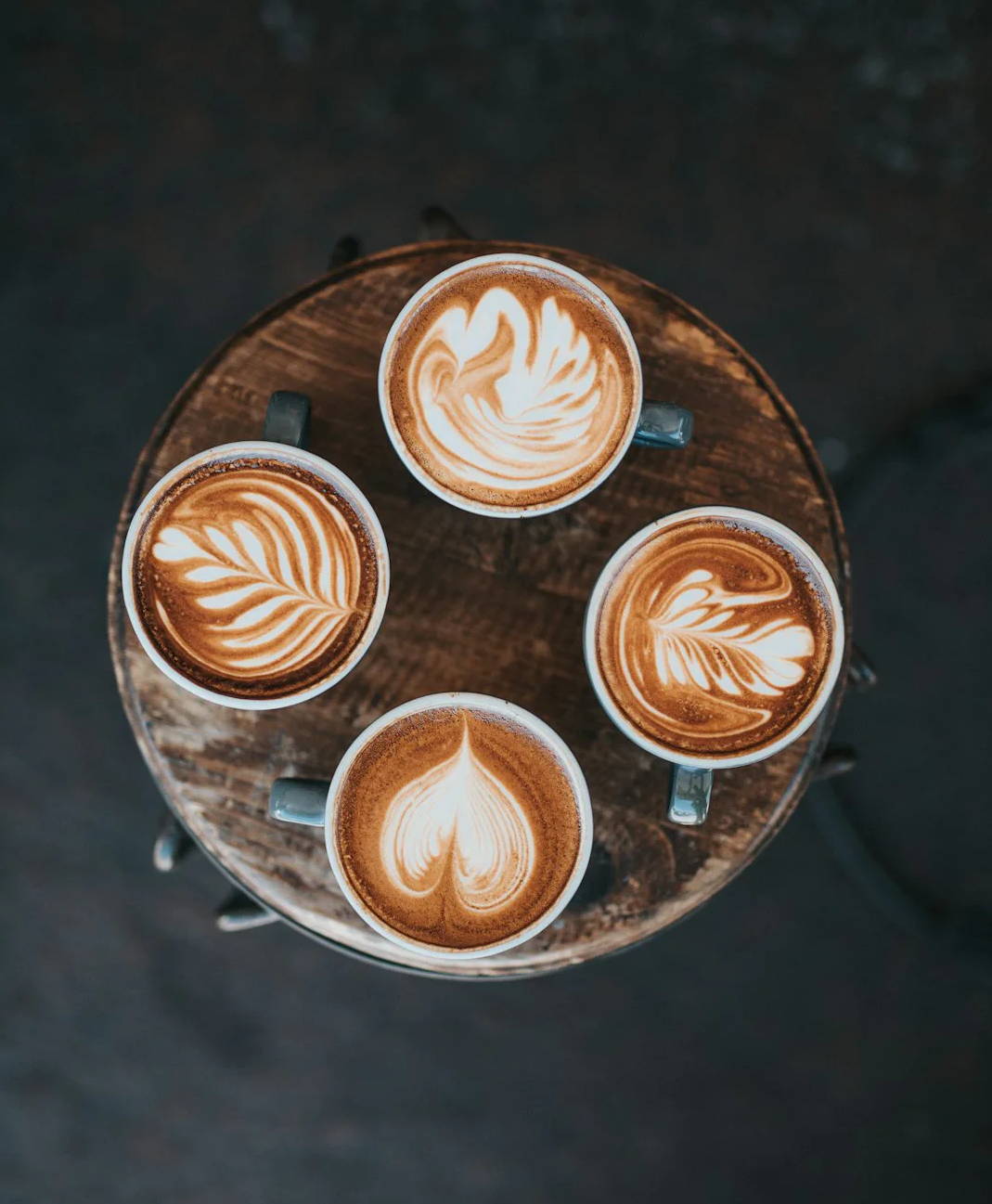 aerial photography of cafe latte on table