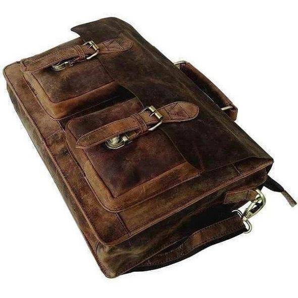 Buffalo Leather Messenger Bag For Men Distressed Full Grain Laptop Bag