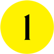 Yellow circle with the number one in black font.
