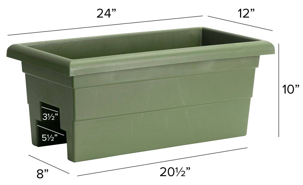 24-inch sage green railing planter dimensions