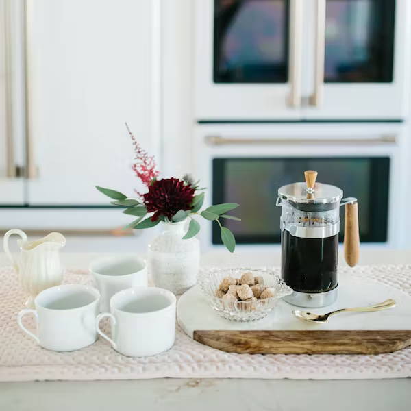Coffee service on counter