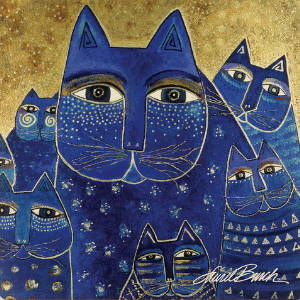 Laurel Burch Any Occasion Blank Card Multiple Bright Feline Cats Faces New 