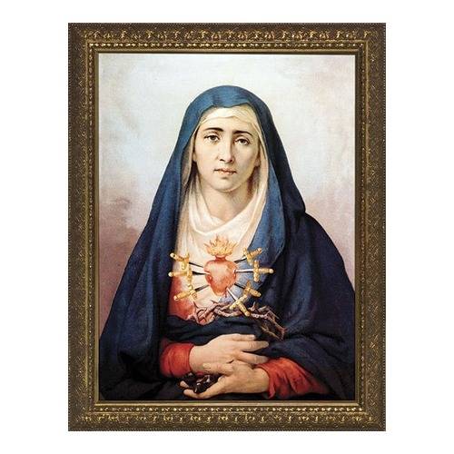 Seven Sorrows of Mary in Antique Gold Frame
