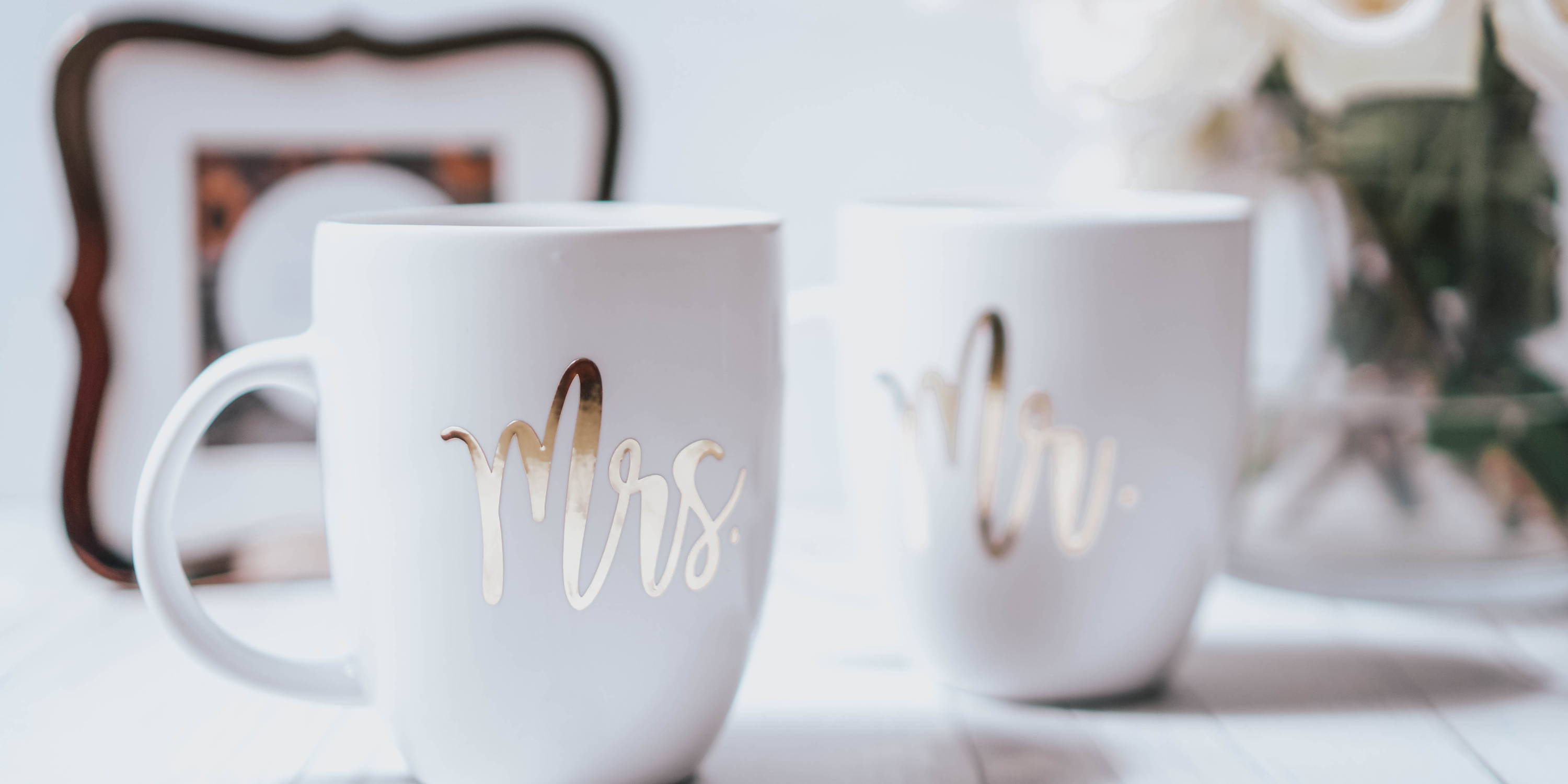 Chrome vinyl wedding mugs