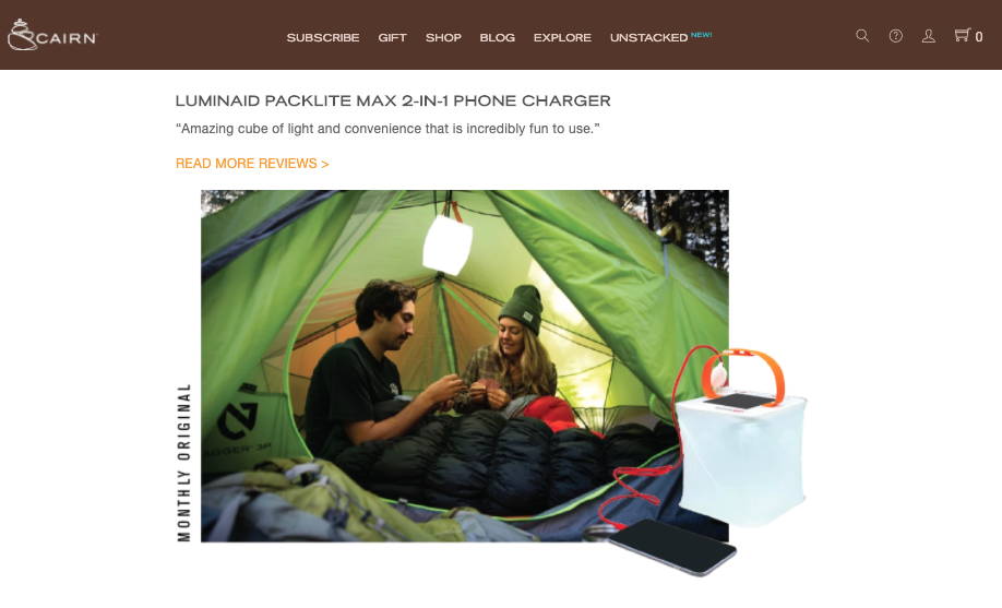 LuminAID Featured in Cairn Top Outdoor Camping Gear Picks