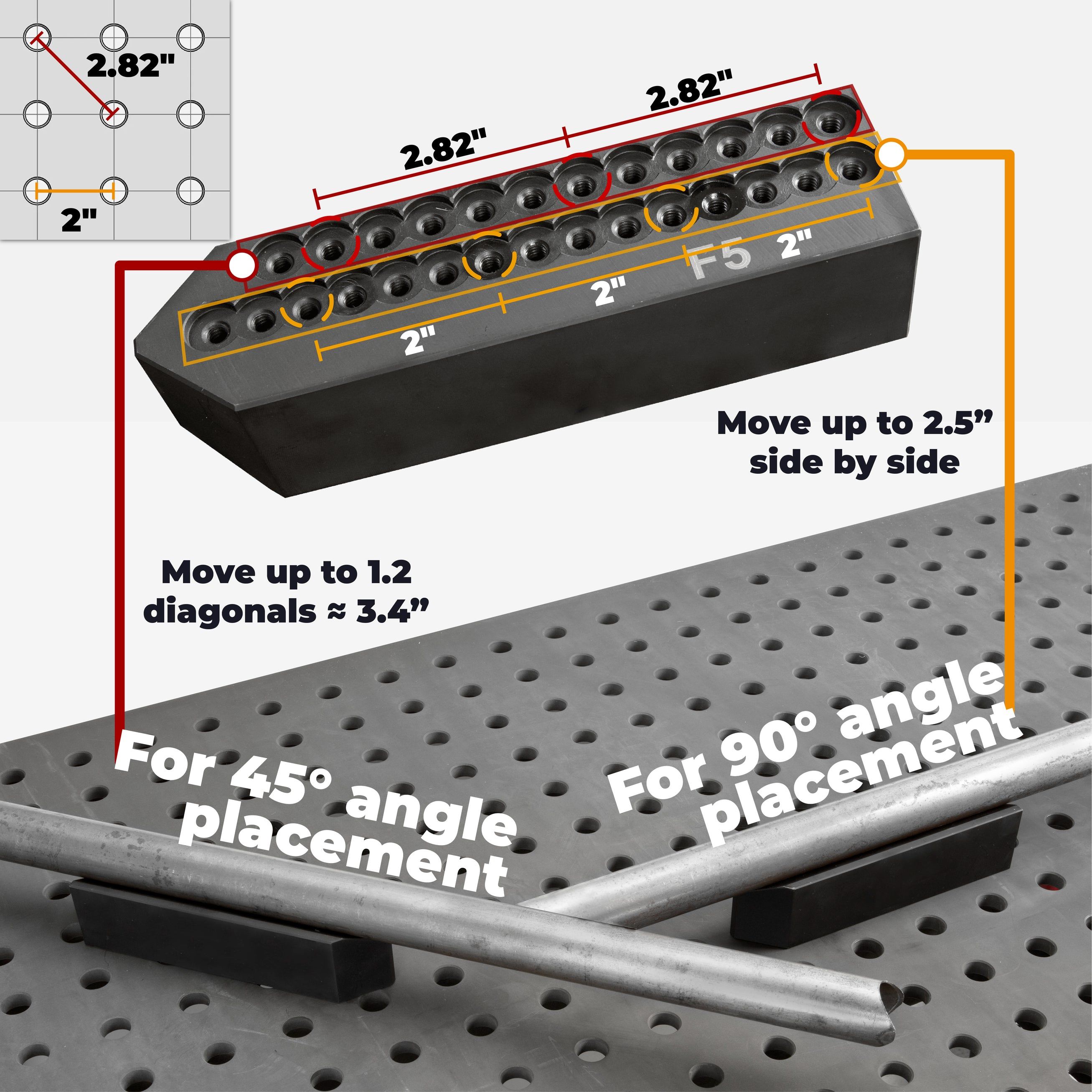Diagram of a fixture with measurements and placement instructions.