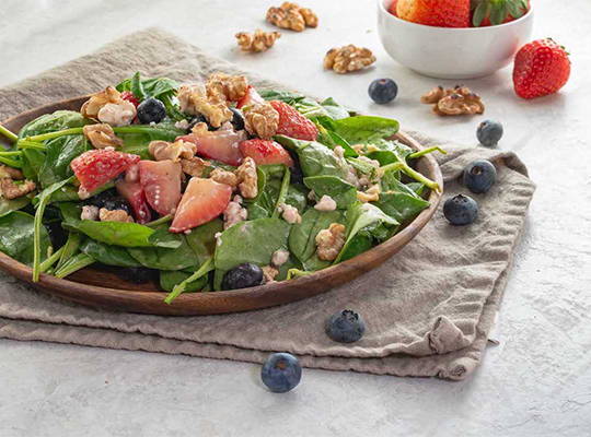 Tropical Spinach Salad with Strawberry Balsamic Vinaigrette
