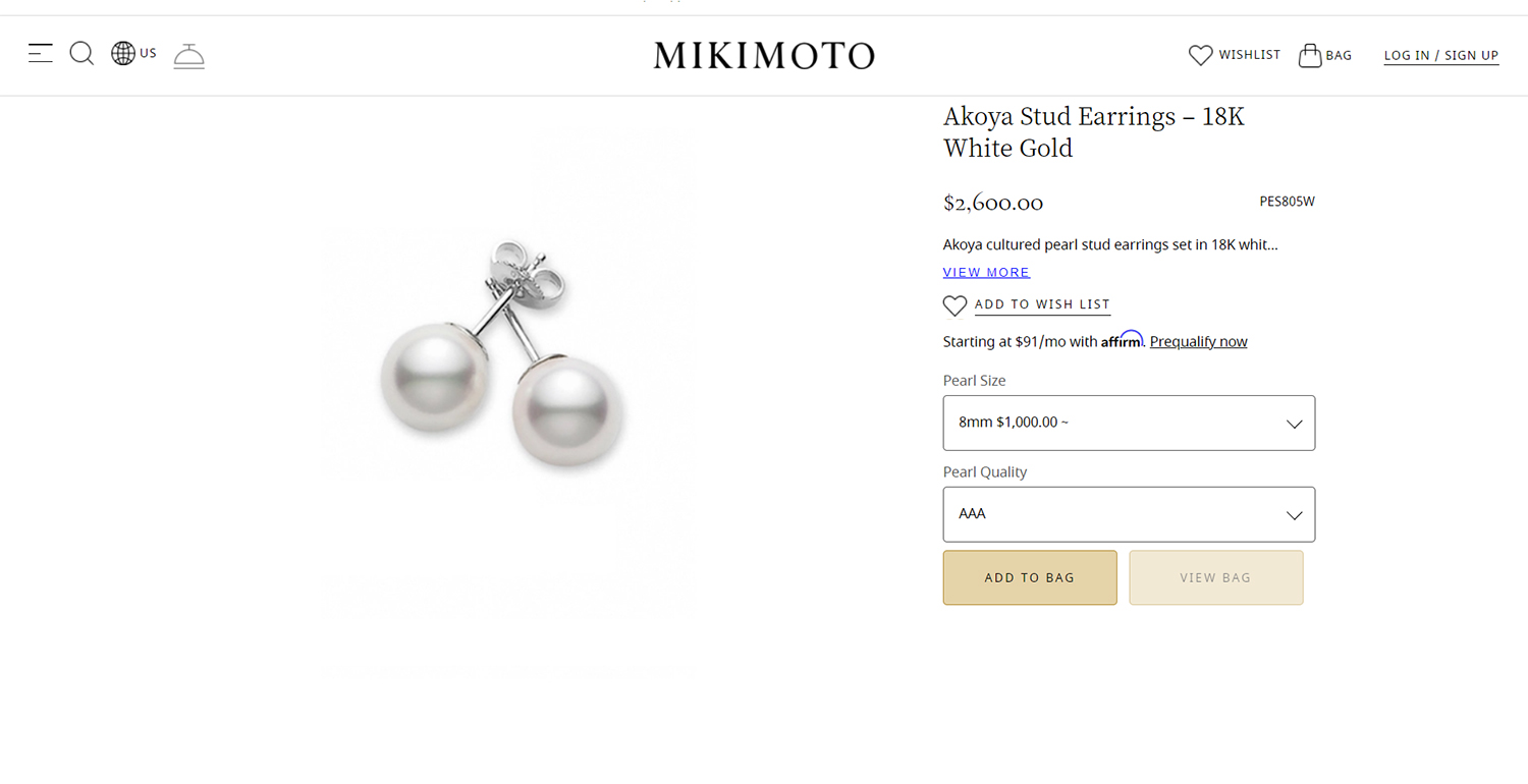 Mikimoto Pearl Earrings Price Comparison