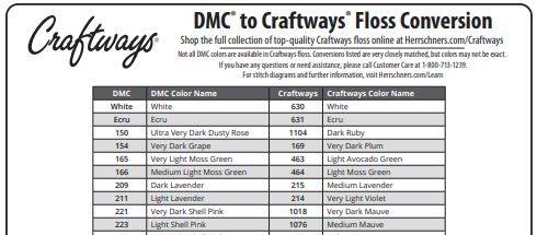 DMC to Craftways Conversion Chart