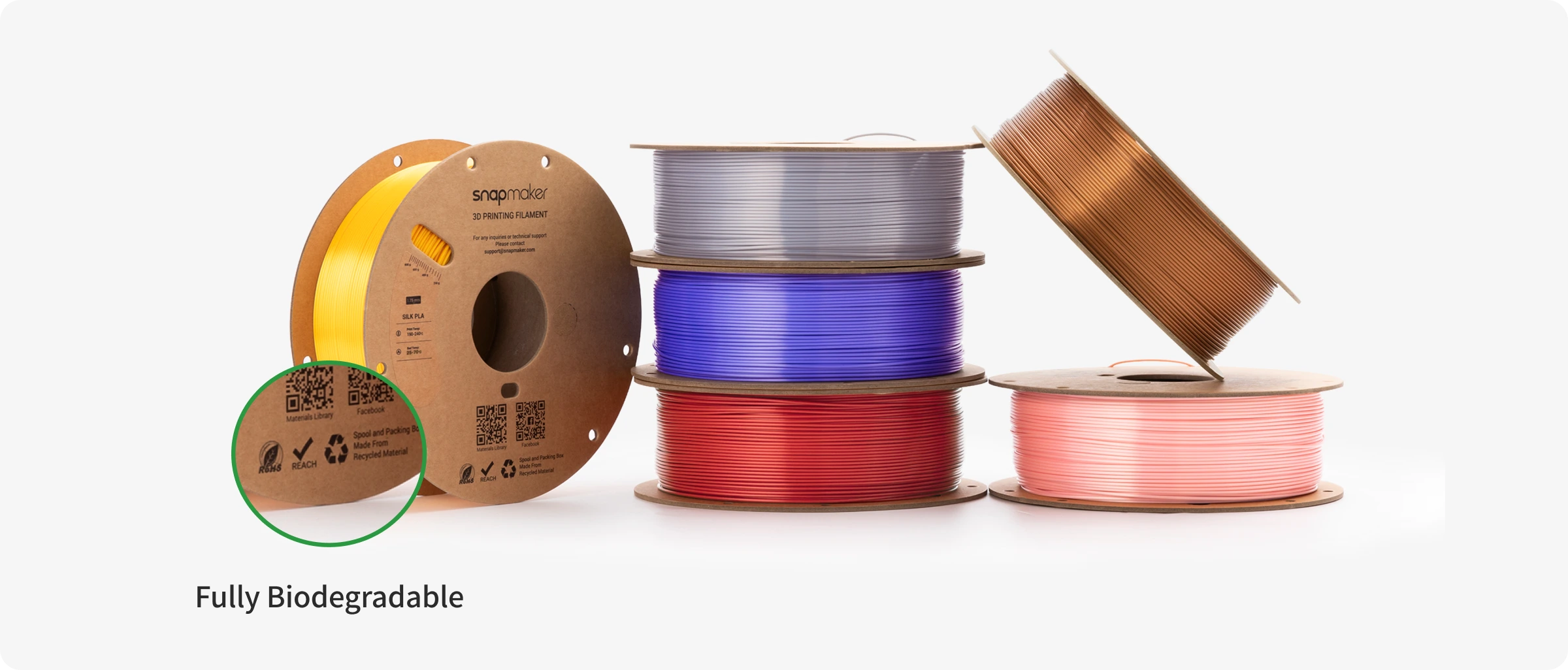 Made with 100% recyclable materials, Silk PLA Filament (RFID) supports eco-friendly and reliable 3D printing.