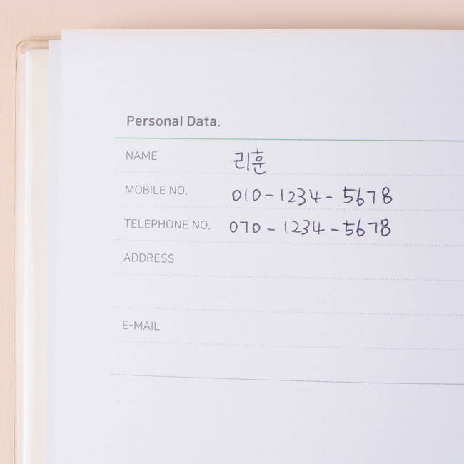 Personal data - Rihoon Re green dateless daily diary journal