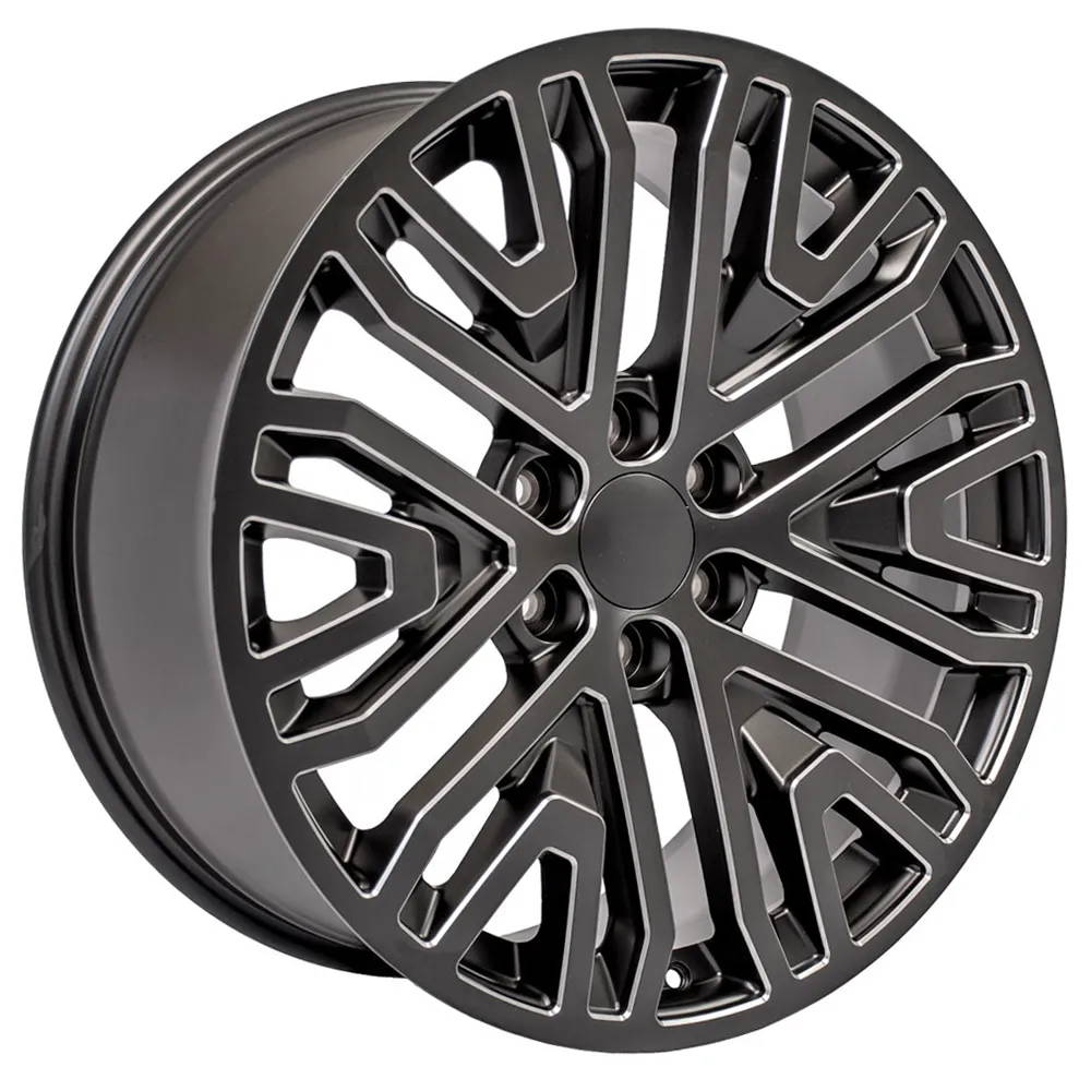 black wheels with milled edge rims for GMC Sierra 1500 trucks