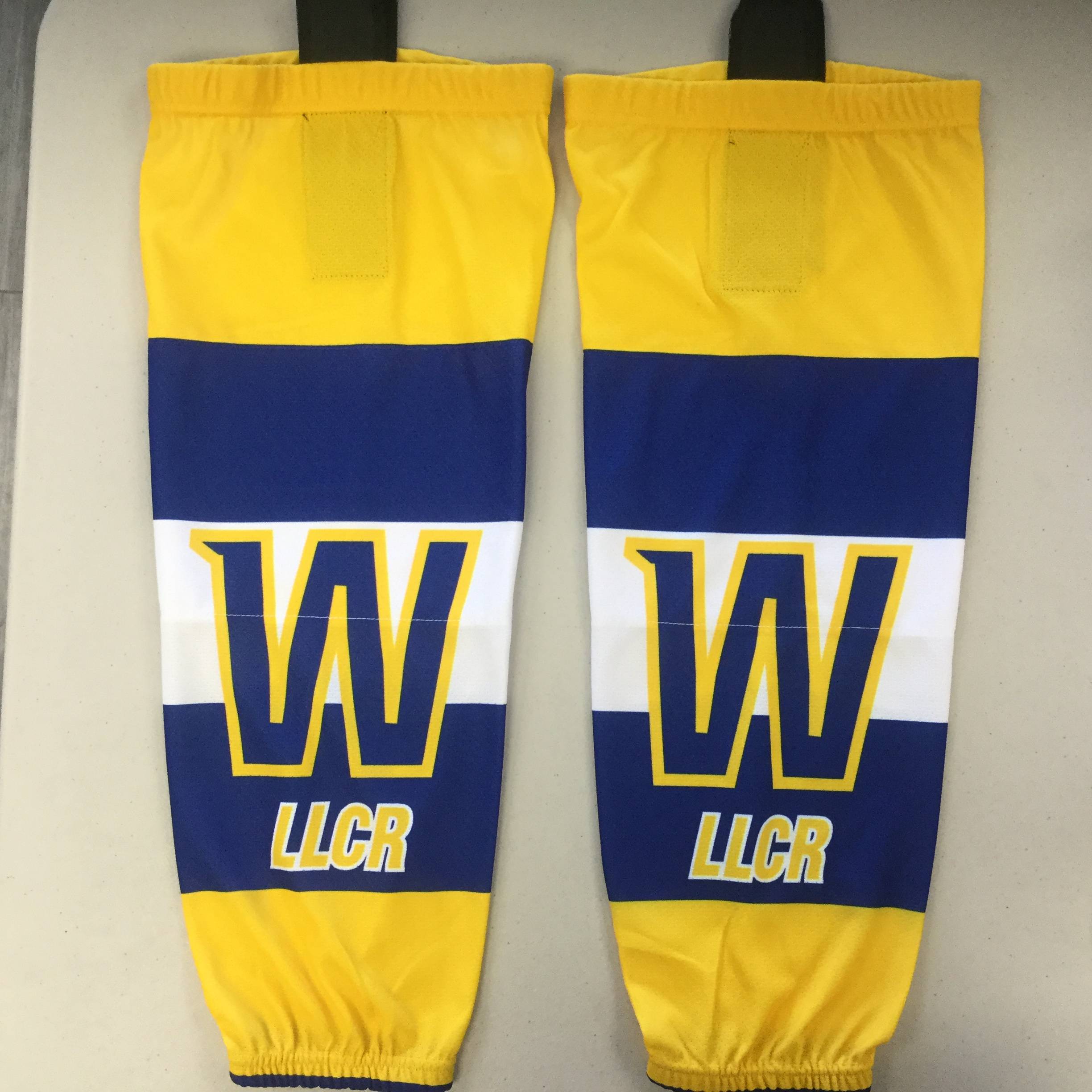 Ice Hockey Socks White/blue/yellow Youth size 