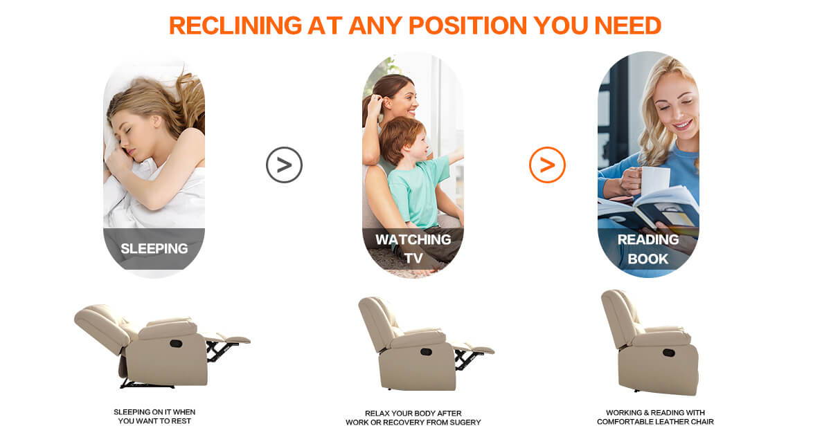 Asjmreye Manual Recliner Chair Recliner Soft Armrests For Living Room 35