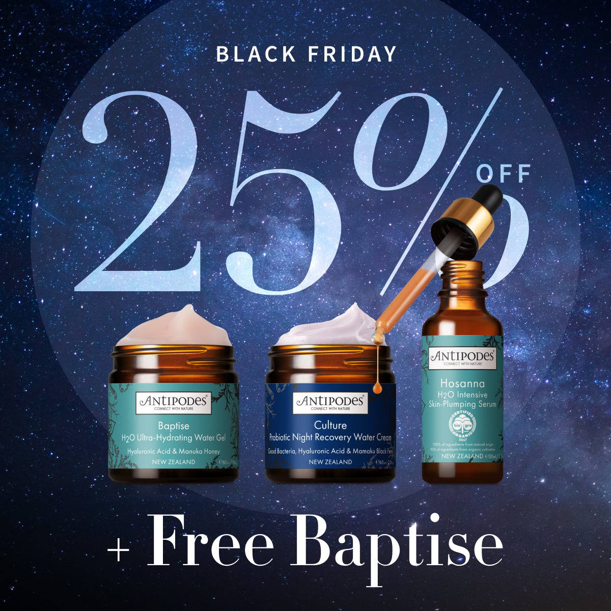 Black Friday 25% off sitewide plus free Baptise