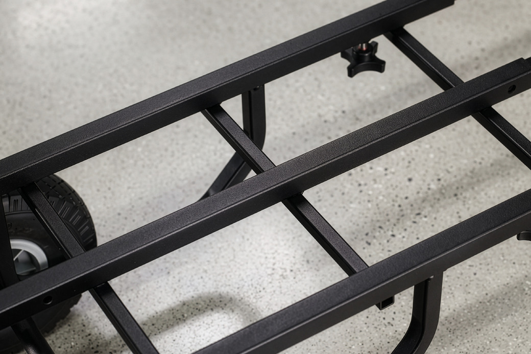 Close-up of the UC5 matte black powder coat
