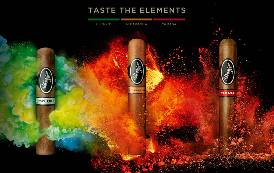 Davidoff Taste the Elements, drei Zigarren aus der Black Band Collection, Escurio, Nicaragua und Yamsá Einzelzigarren