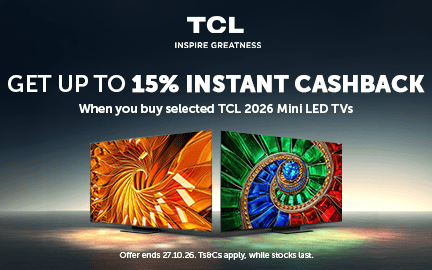 TCL advertisement offering 15% cashback on selected Mini LED TVs.