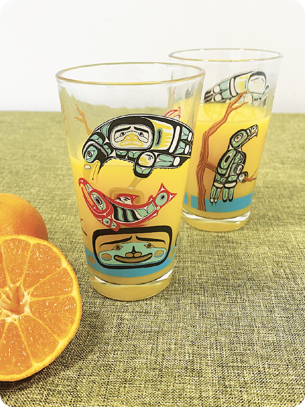 Connections Printed Glass Tumblers Set of 2 by Corey Bulpitt, Haida