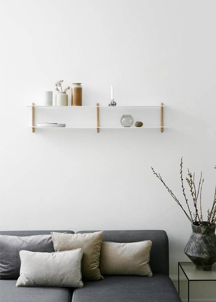 Wall shelf NIVO - wall shelf in white with decoration | metal booth