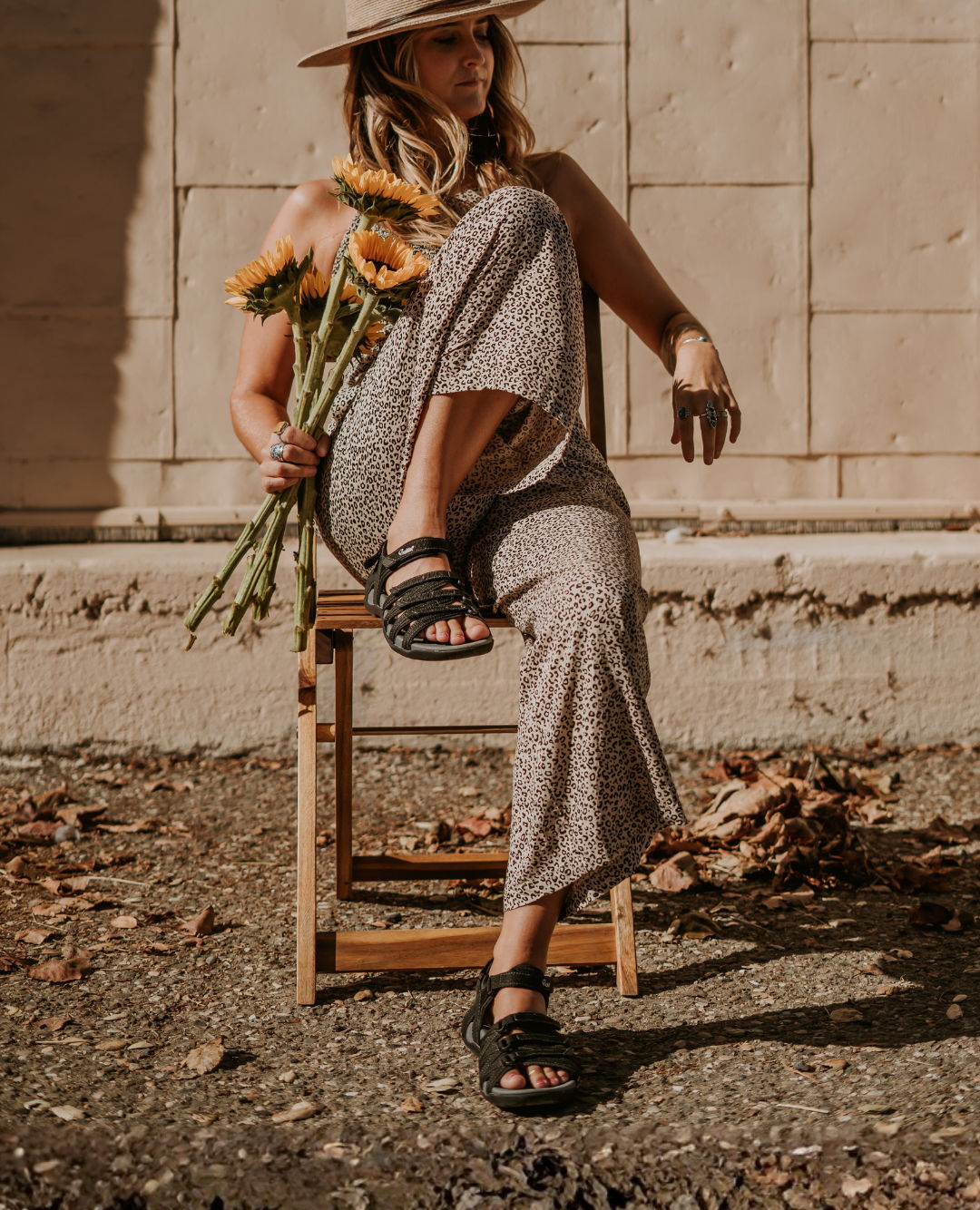 woman wearing hiking sandals