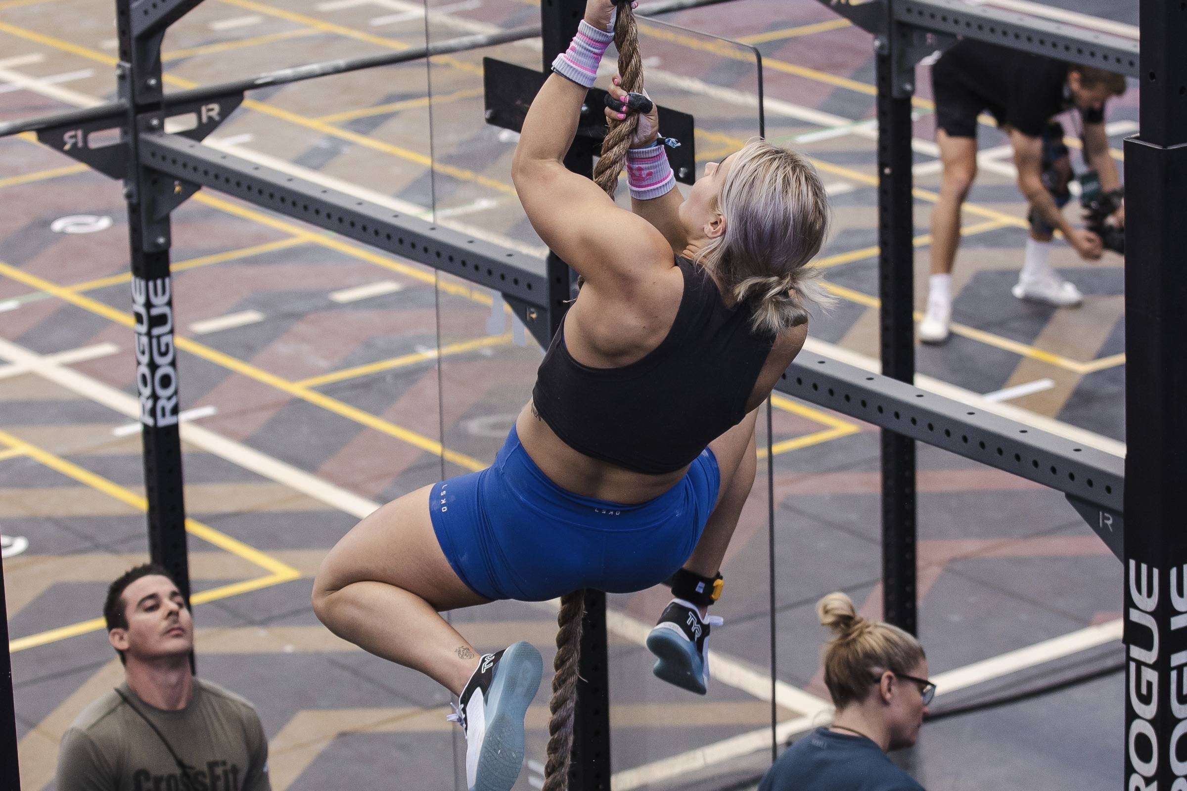 girl climbing a rope