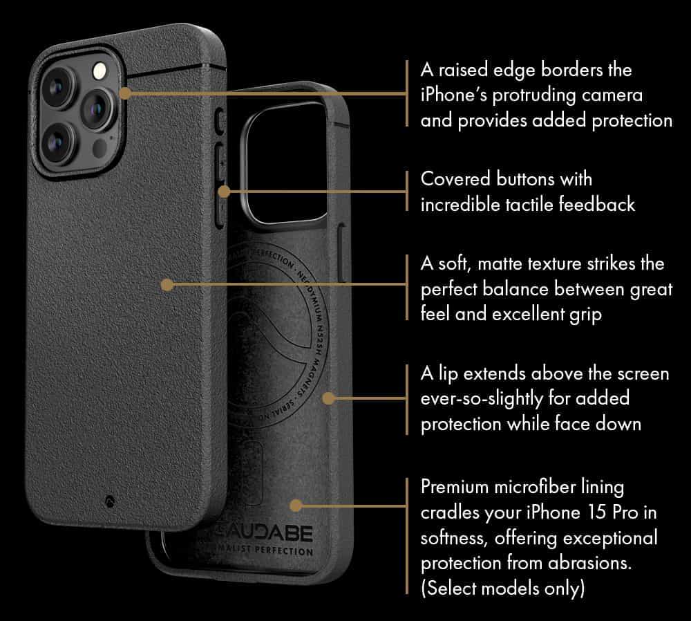Sheath | Minimalist, Shock-Absorbing iPhone 14 Pro Case (MagSafe) Black from Caudabe