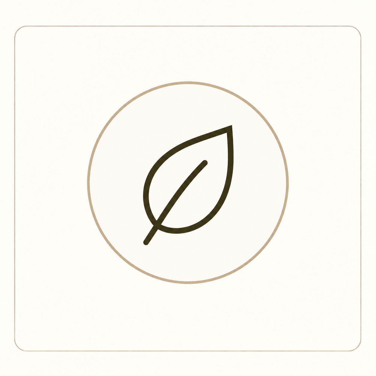 Leaf icon within a circular border on a light background.