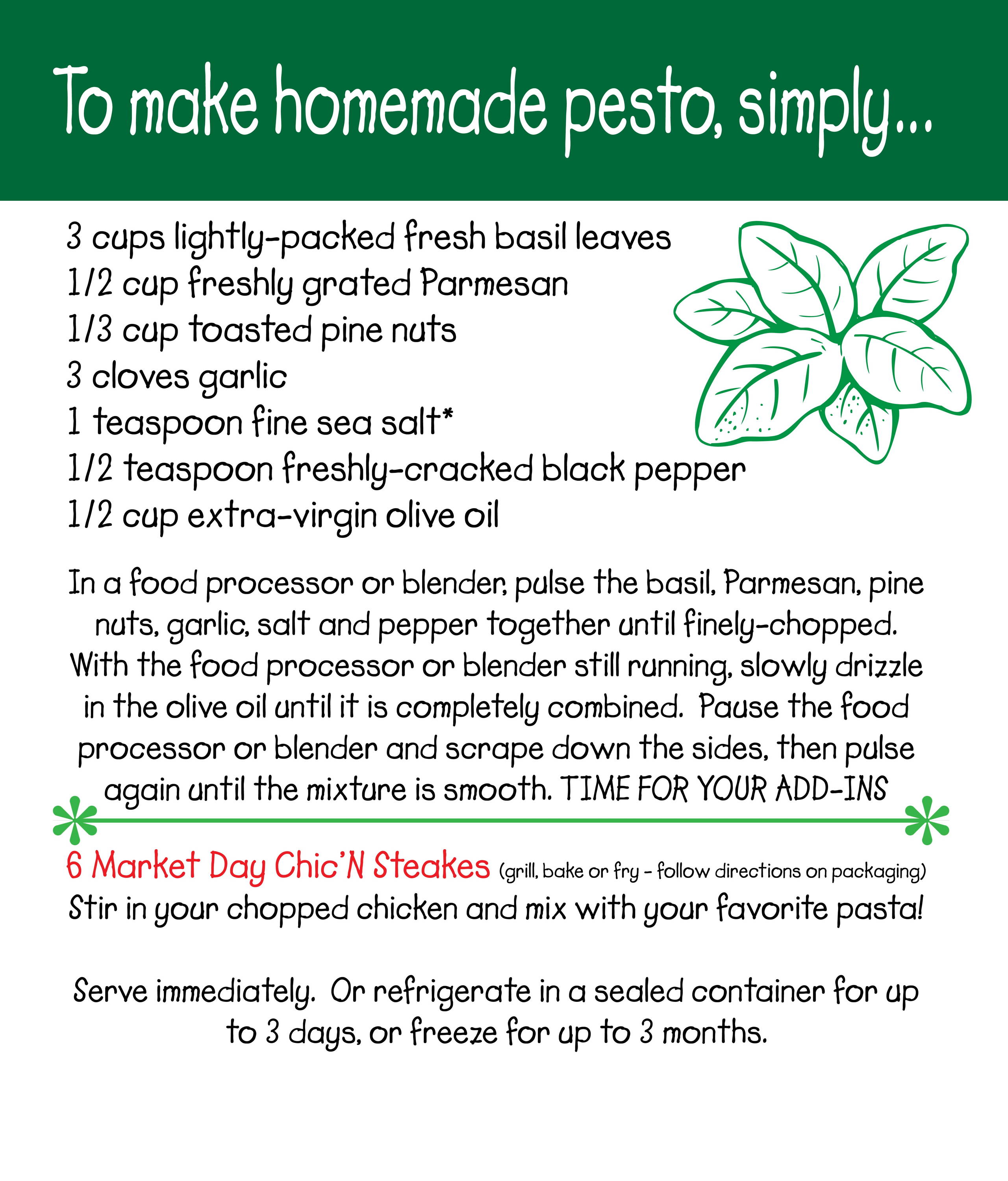 ChicNSteakes Pesto Recipe