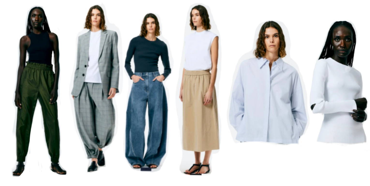 six images of models wearing tibi clothing