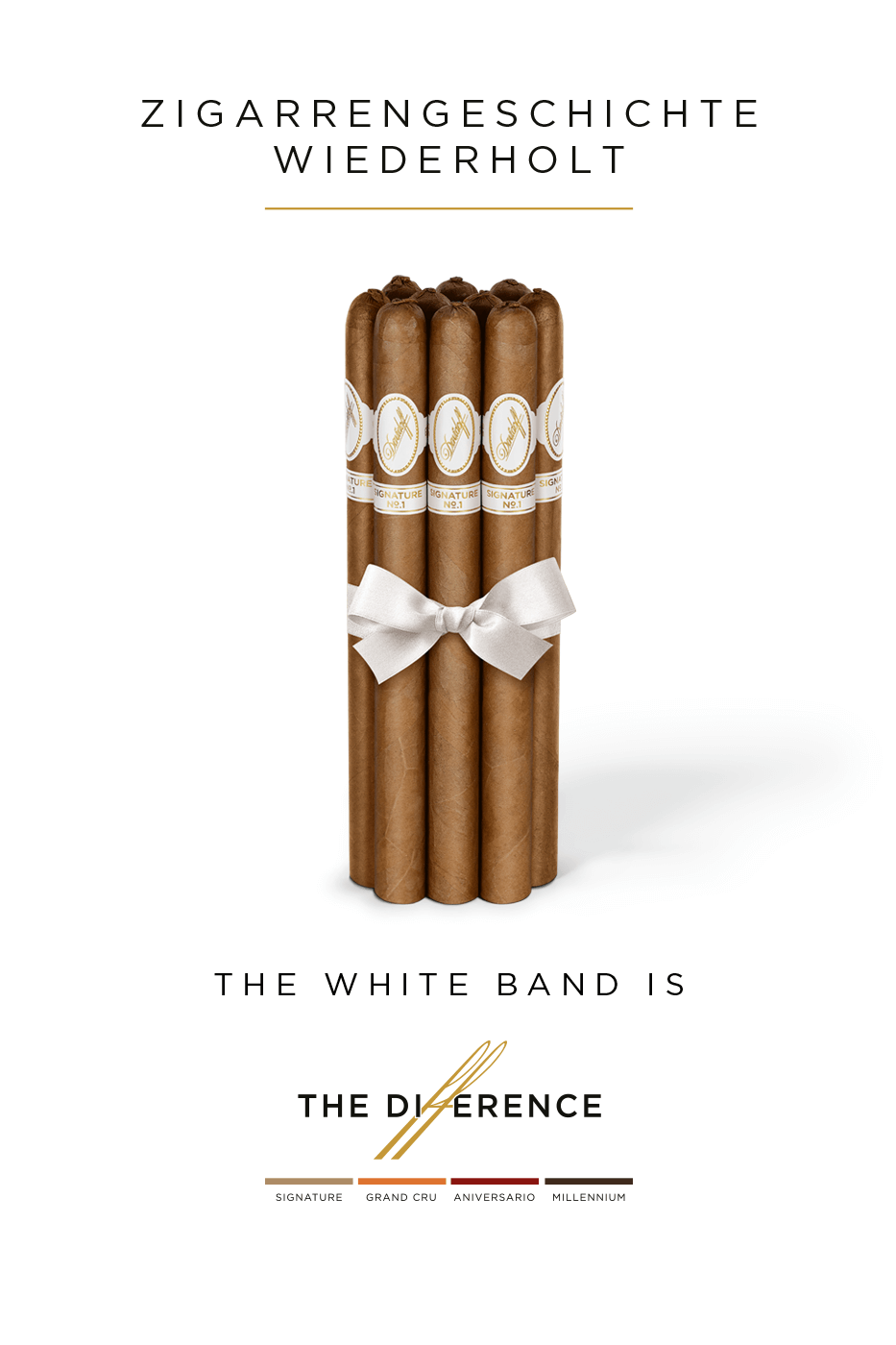 10 Davidoff Signature No. 1 Limited Edition Collection cigars bundled up with a bow, standing there like a rocket ready to take off.