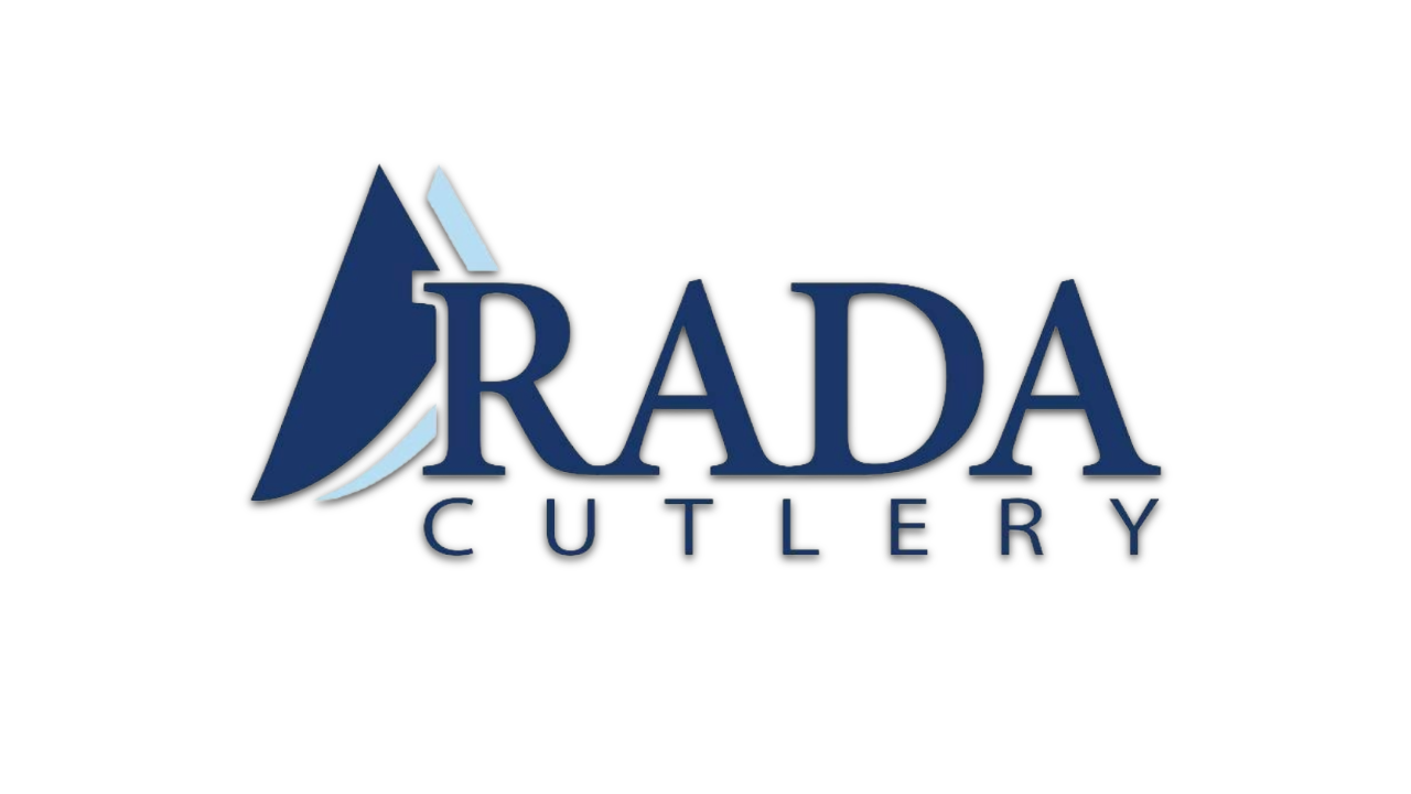 Logo of Rada Cutlery with blue and white design elements.