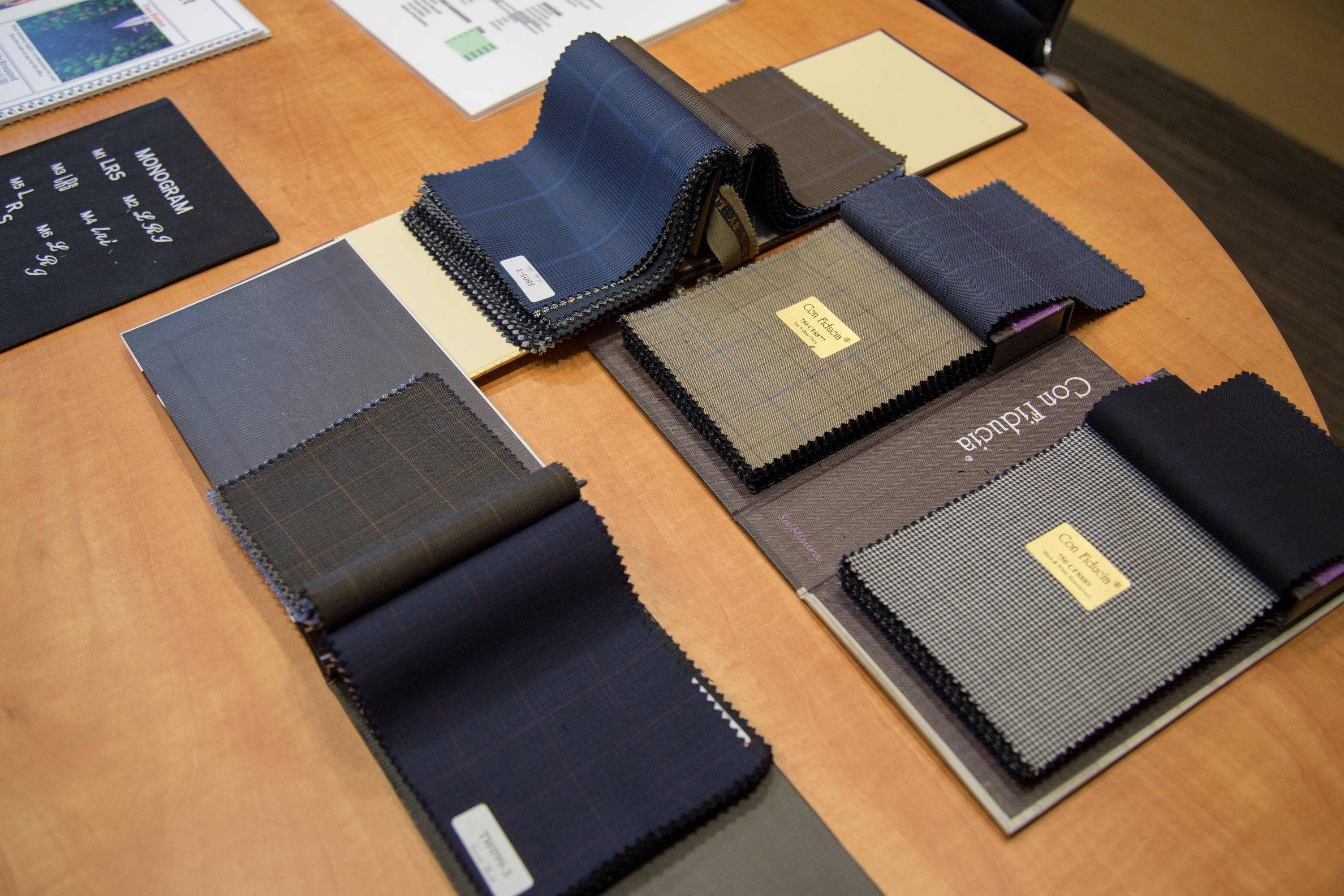 Some of our thousands of custom suit fabrics for men
