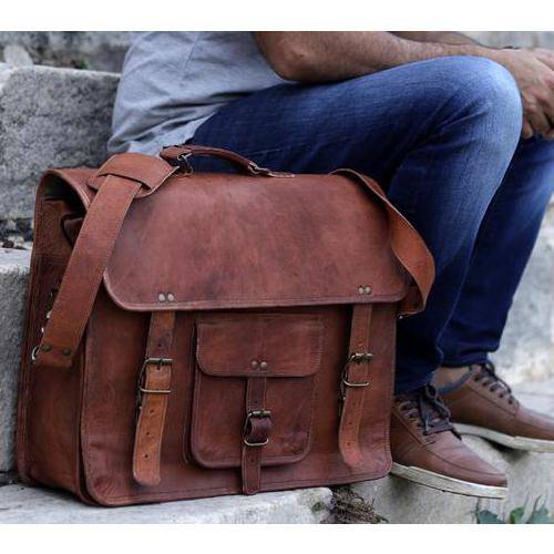 Brown Men Leather Work shoulder bag Briefcase Laptop Tote Satchel Messenger bags 