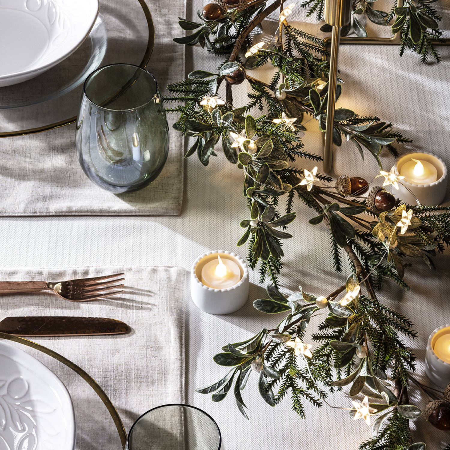 1-8m eucalyptus Christmas garland displayed as a table topper