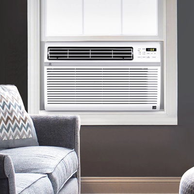 window air conditioner installed in living room of home